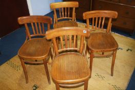 A set of four Bentwood style chairs