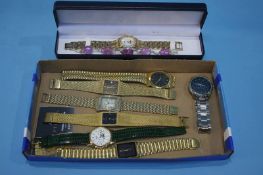 Tray of assorted wristwatches etc.