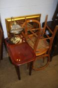 Pair of cane seated chairs, mirror etc.