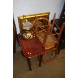 Pair of cane seated chairs, mirror etc.