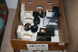 A box of ladies and gents fashion watches, Imperial, Sekonda etc.