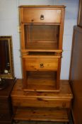 Pair of pine bedside drawers and a pine stand