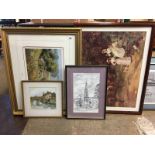 Quantity of pictures and prints, including a watercolour by W. Melville