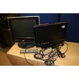 15.6" TV with integrated DVD player and 15" TV and DVD player