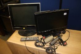 15.6" TV with integrated DVD player and 15" TV and DVD player