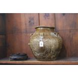 Oriental salt glaze urn
