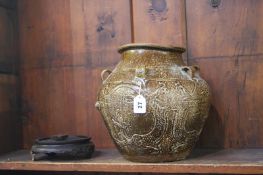 Oriental salt glaze urn