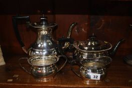 Plated four piece tea set