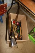 A box of assorted, brass and copper etc.