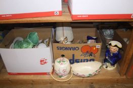 A shelf of assorted, Sylvac jug etc.