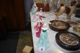 Eight Coalport figures