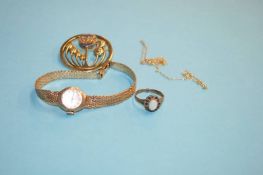 9ct gold ladies watch and opal ring etc.