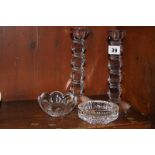 Assorted Waterford crystal including a pair of candlesticks