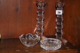 Assorted Waterford crystal including a pair of candlesticks