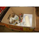 A box of miscellaneous including Capo De Monte figures