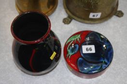 Poole vase and lidded pot