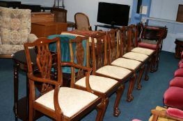 Set of six (5+1) mahogany ball and claw dining chairs