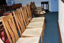 Set of four oak high back dining chairs