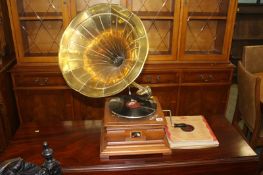 A reproduction HMV gramophone