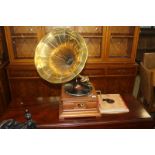 A reproduction HMV gramophone