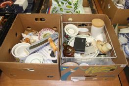 Two boxes of miscellaneous, including Jasperware and small Royal Doulton teapot