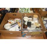 Two boxes of miscellaneous, including Jasperware and small Royal Doulton teapot