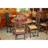 Oak barley twist gateleg table and four matched chairs