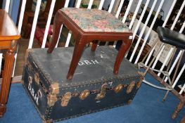 Mahogany footstool and a trunk