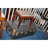 Mahogany footstool and a trunk