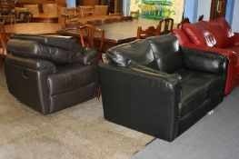 Black leather sofa and an armchair