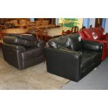 Black leather sofa and an armchair