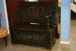 An oak monks bench