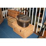 A selection of wicker hampers and baskets