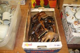One box of carved wooden animals and ethnographica