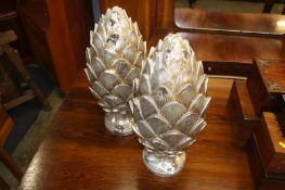 Pair of decorative pine cones