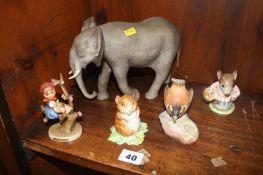 Coalport elephant, Hummel figure etc.