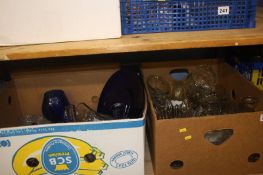 A shelf of glassware