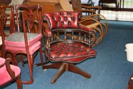 An Oxblood leather Chesterfield office chair