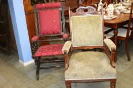 Mahogany armchair and an American style rocking chair