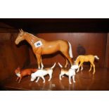 Beswick horse and foal, two hounds etc.