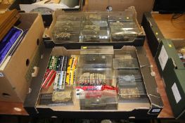 Two boxes of model military vehicles