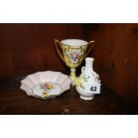 Royal Crown Derby vase, Shelley pin tray etc.