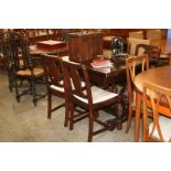 Oak Lees style extending dining table and four chairs