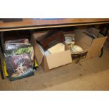 Three boxes and one bag of miscellaneous including vinyls