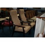 Pair of modern beech frame armchairs