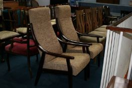 Pair of modern beech frame armchairs