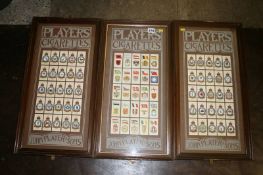 Three framed Players cigarette cards