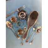 A collection of assorted silver to include cutlery etc.