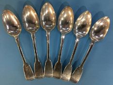 A matched set of six silver spoons, John Edward Terry, London