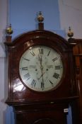 A mahogany long case clock, with eight day movement, white painted dial, signed John Barrow,